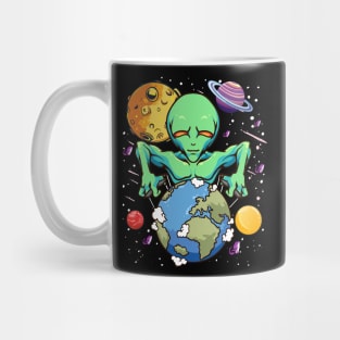 Space Day Alien Puppeteer Shifting Earth Planets Stars SciFi Mug